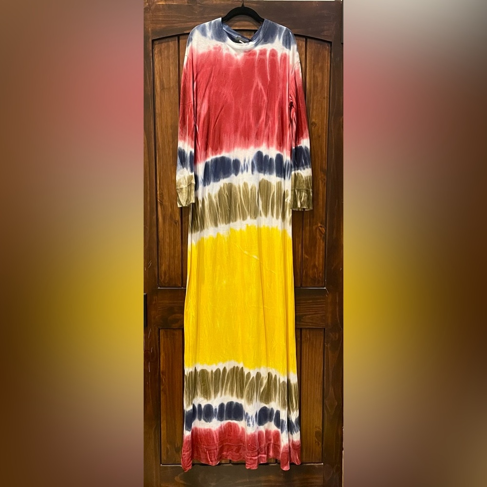 DSQUARED2 Multicolor Tie-Dye Maxi Long Sleeve Dress- medium